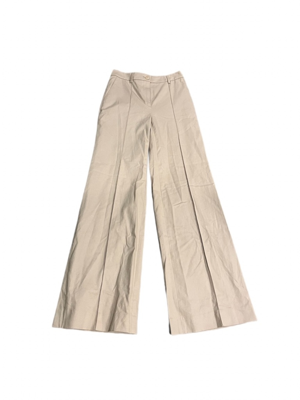 Carlisle Wide-Leg High-Rise Pants in Light Beige